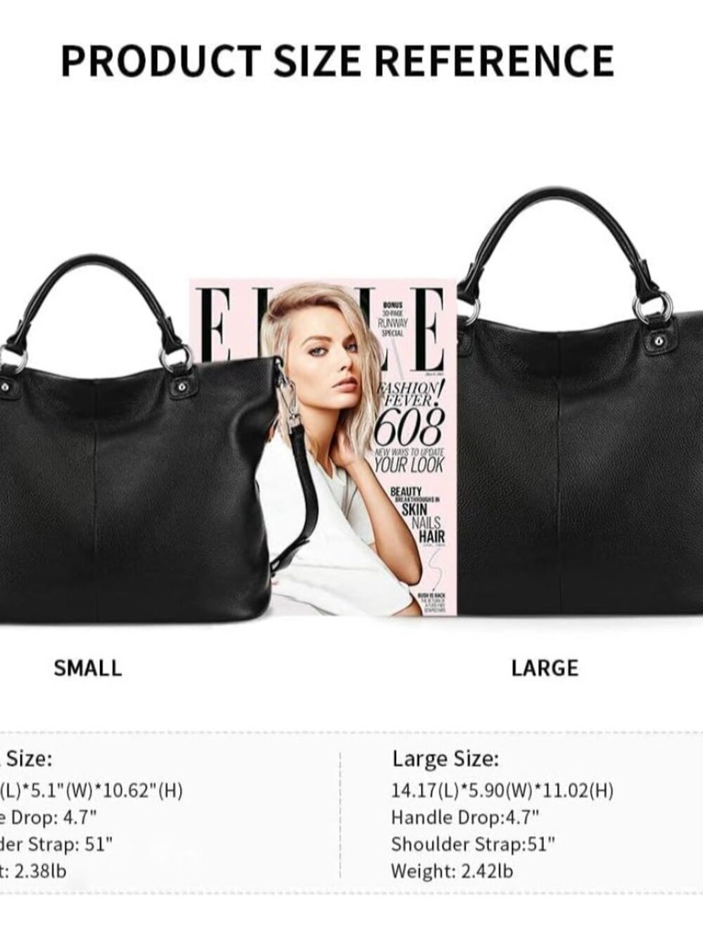 Genuine Leather Tote Purse for Women, Top Handle Satchel | Soft genuine leather - Picture 4 of 7